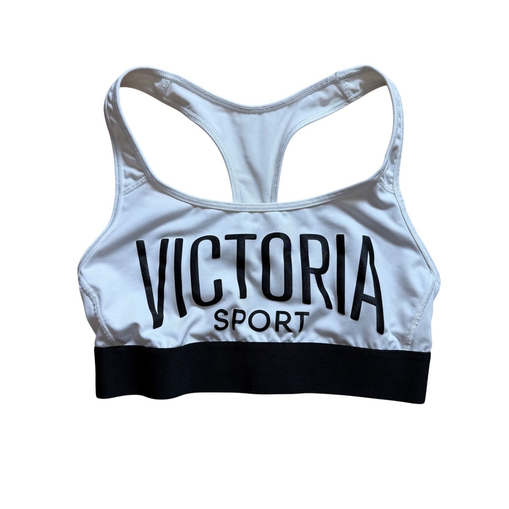 Victoria Sport Sports Bra Women Small White Black Logo Racerback
